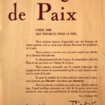 Message de Paix. Picasso Matisse