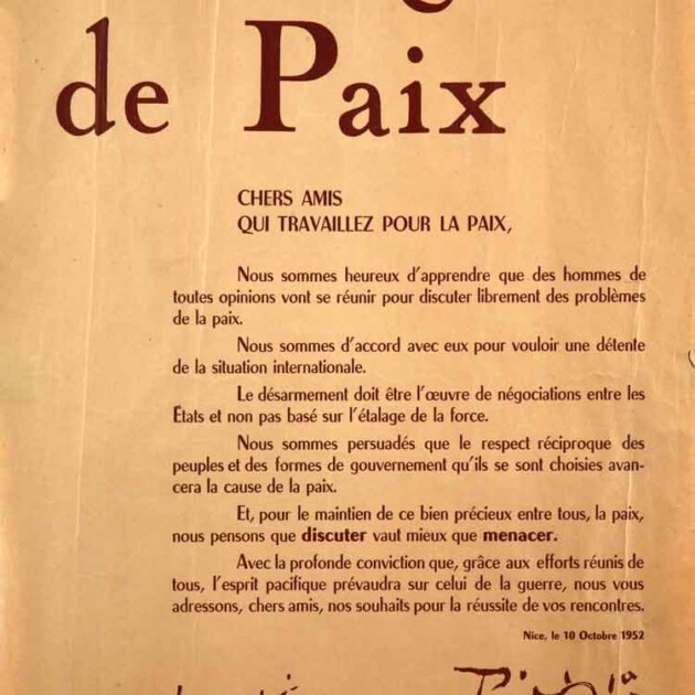 Message de Paix. Picasso Matisse
